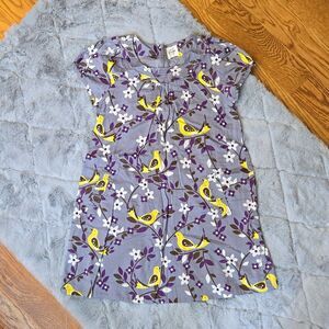 Mini Boden Grey/Yellow Bird Print Dress, Girls Size 9-10Y, Great Condition
